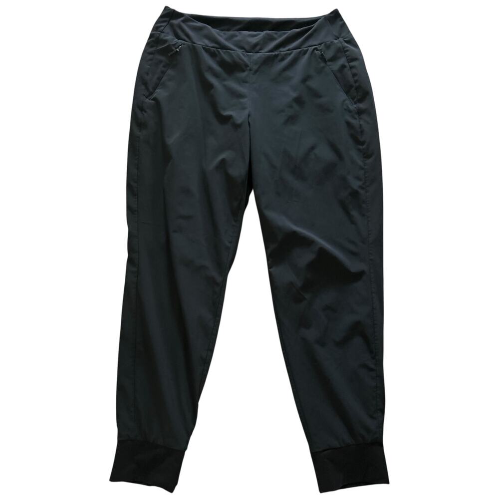 EUC Athleta Soho Black JERSEY LINED Pants Zip Pockets Women's Size 14